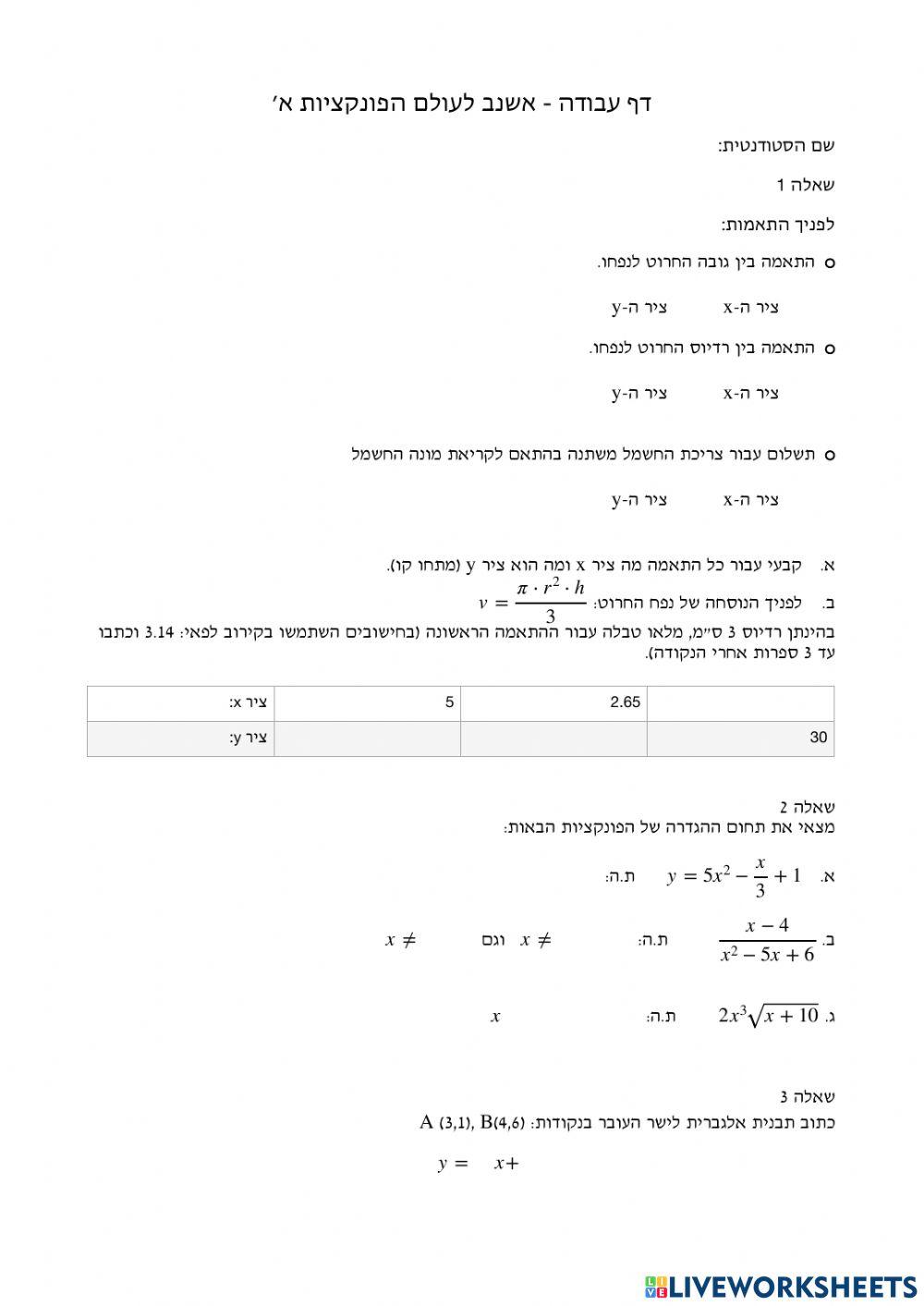 מבוא לפונקציות