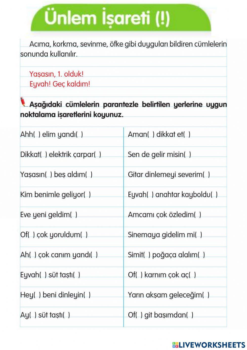 Noktalama İşaretleri-Ünlem