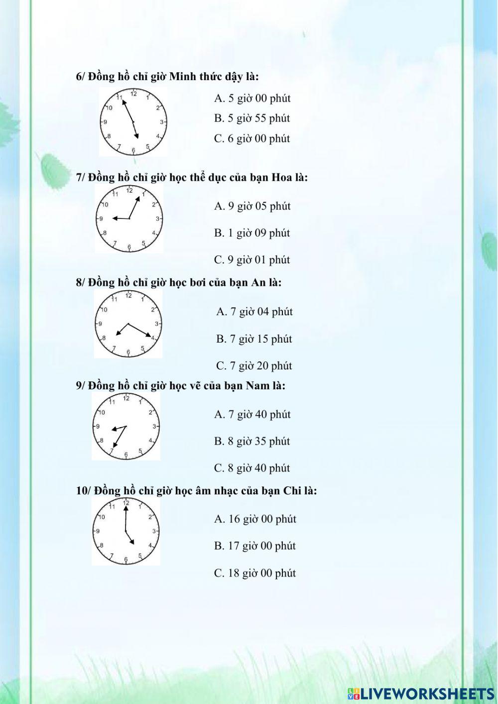 Trắc nghiệm Toán lớp 3