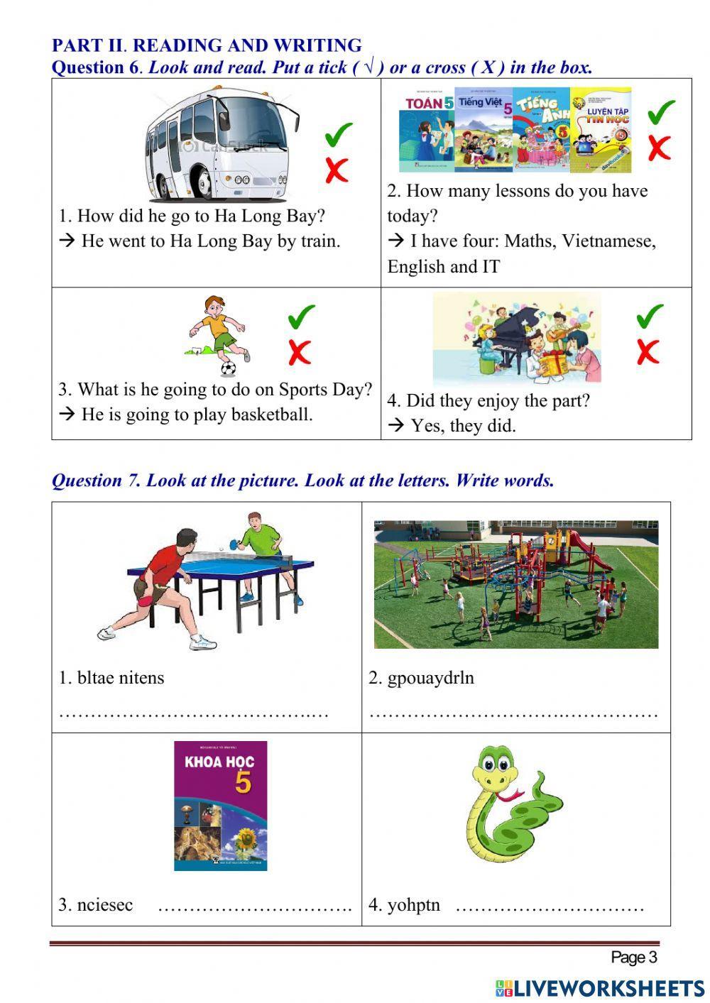 Tieng Anh lop 5 - 1st term Test 04