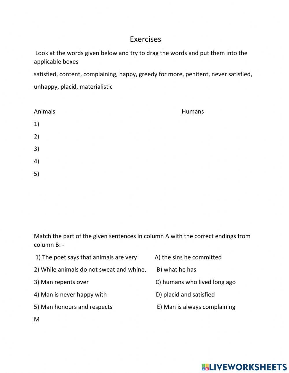 Ww exercise for ww Live Worksheets