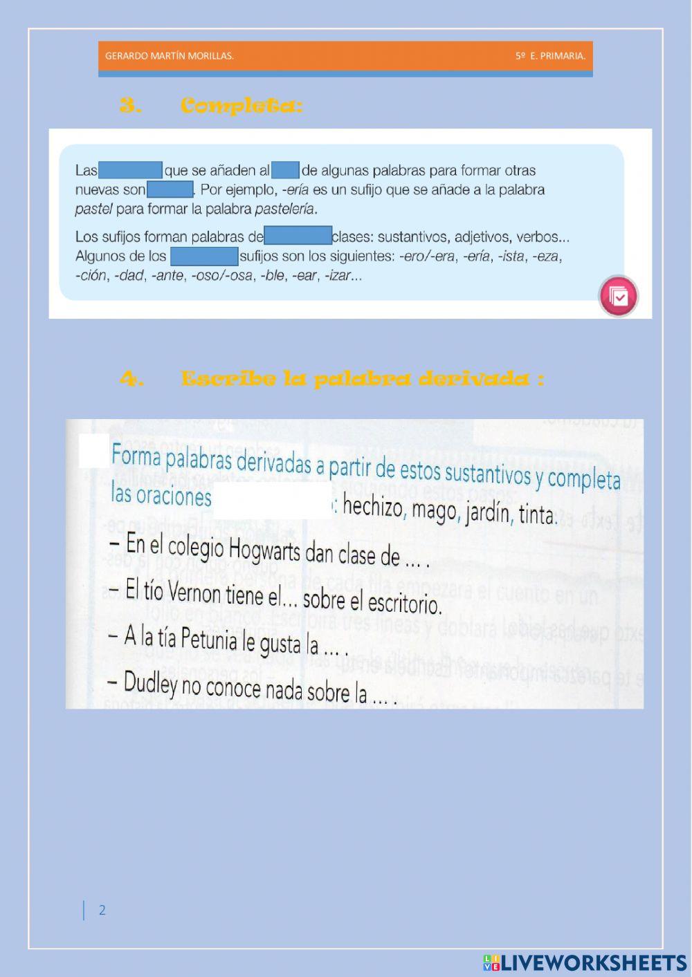 Taller de vocabulario. Ficha 7.