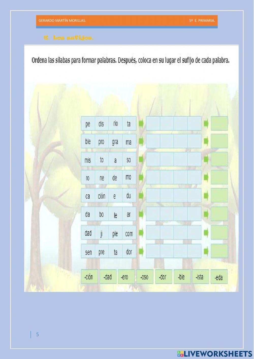 Taller de vocabulario. Ficha 7.