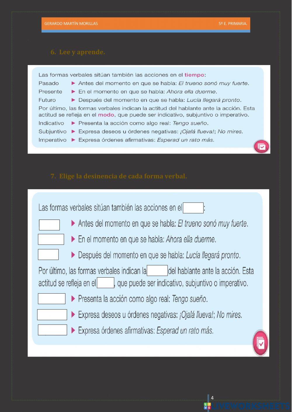 Taller de gramática. Ficha 6.