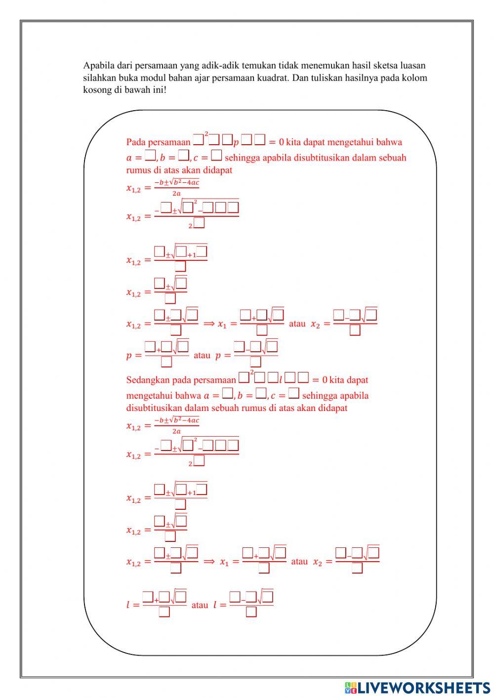 Akar Persamaan Kuadrat