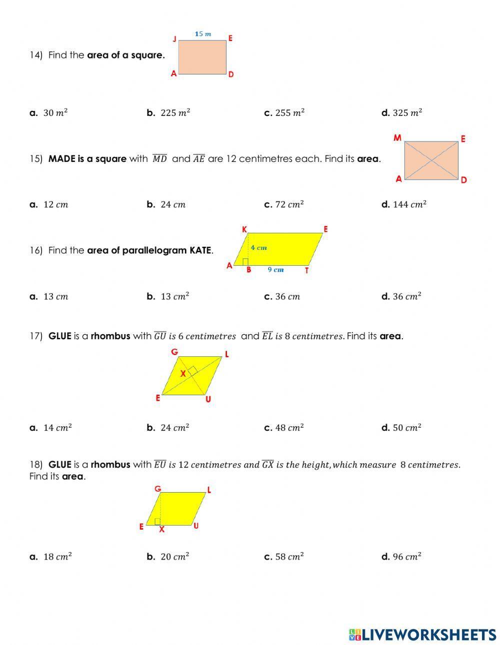 P6 math quiz -quadrilaterals