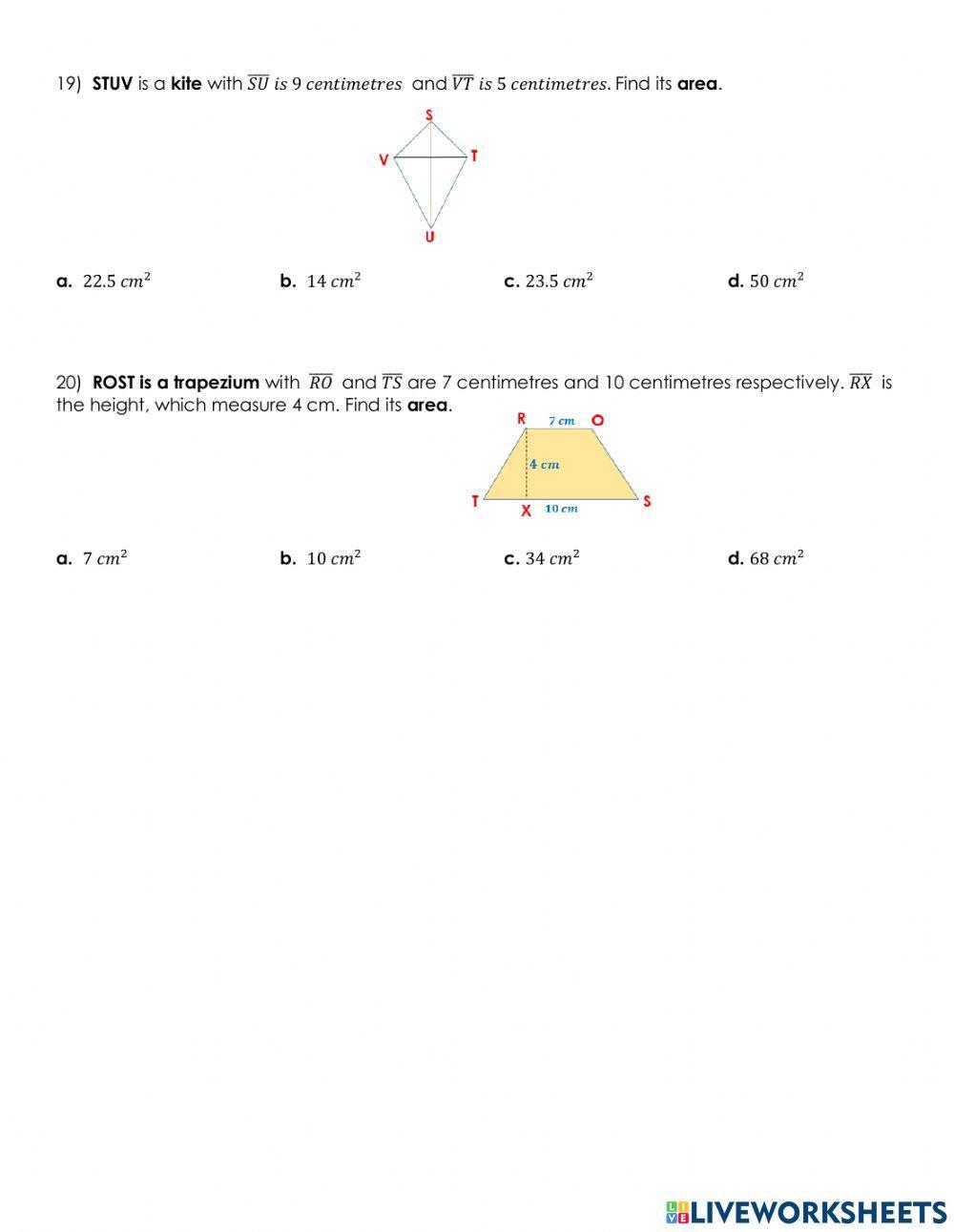 P6 math quiz -quadrilaterals