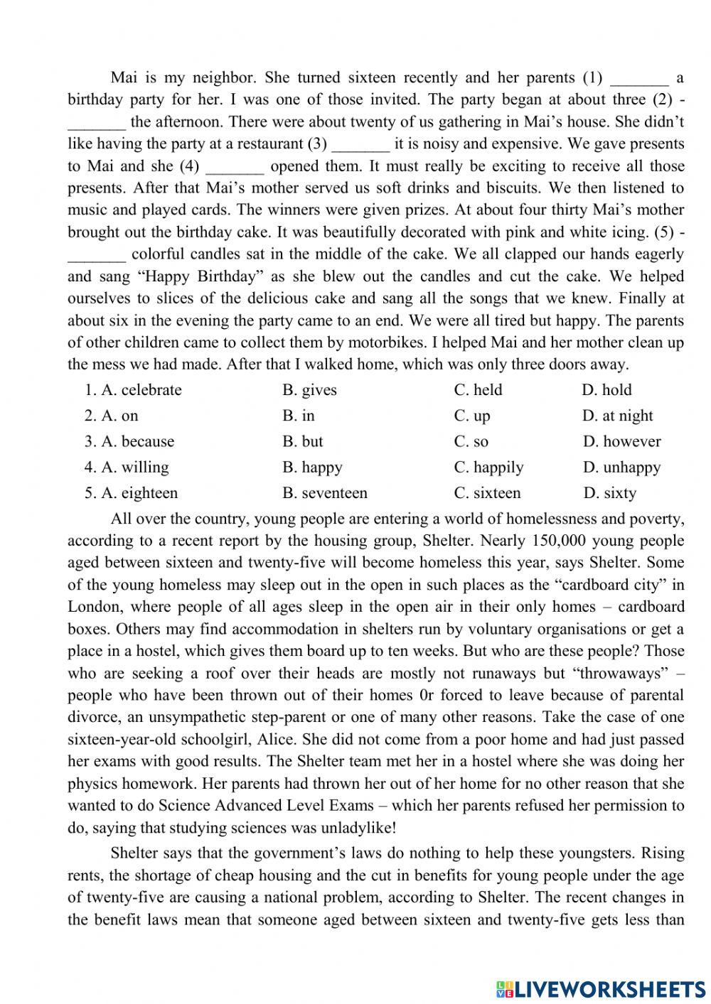 Reading ôn hk1 lớp 11