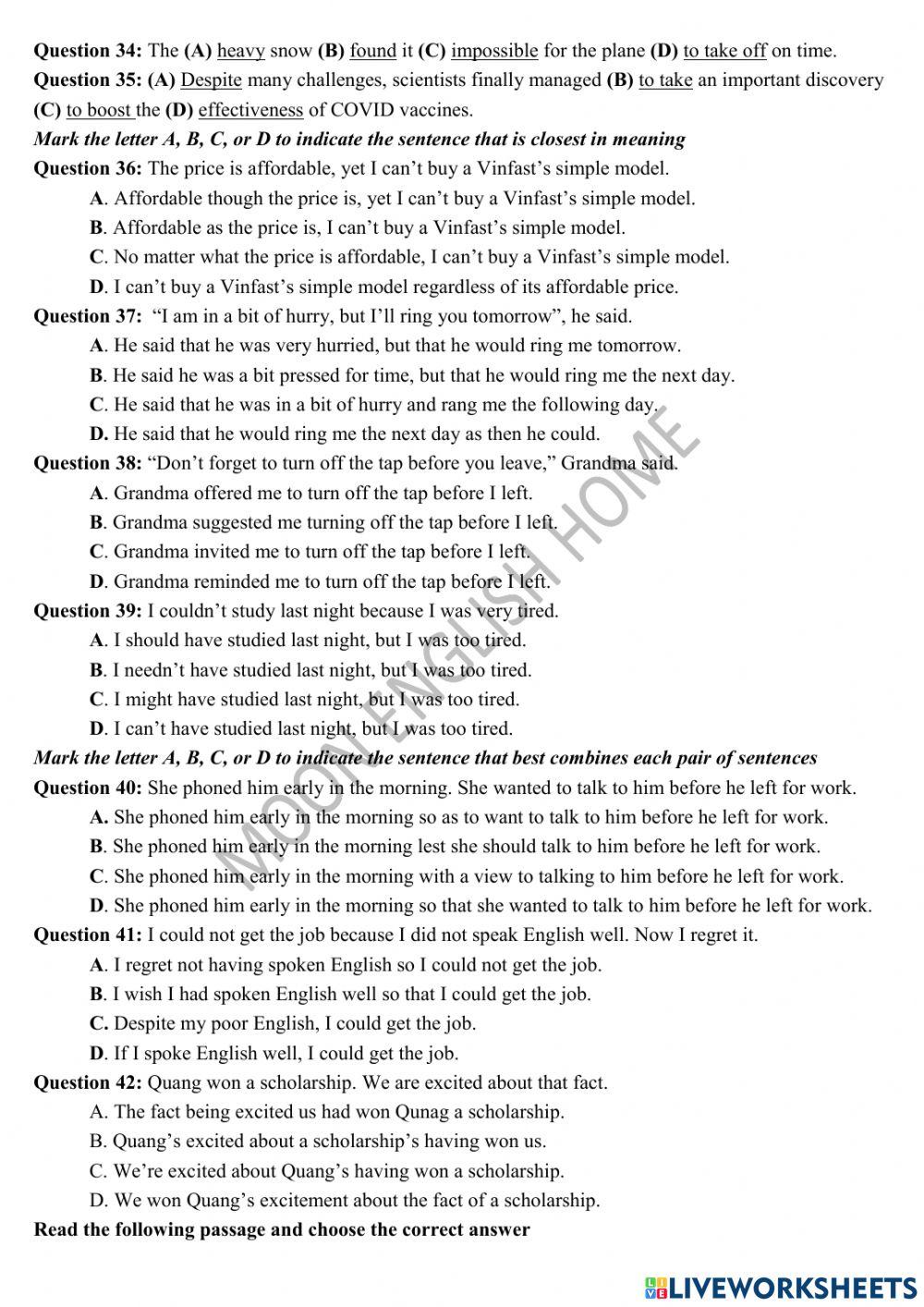 Grade 9 Super- December Test