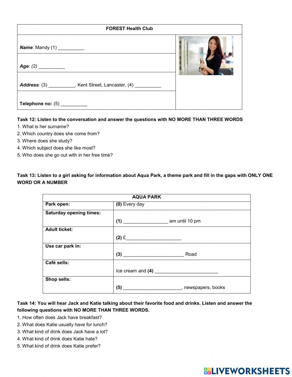 Review for final test-listening 2nd