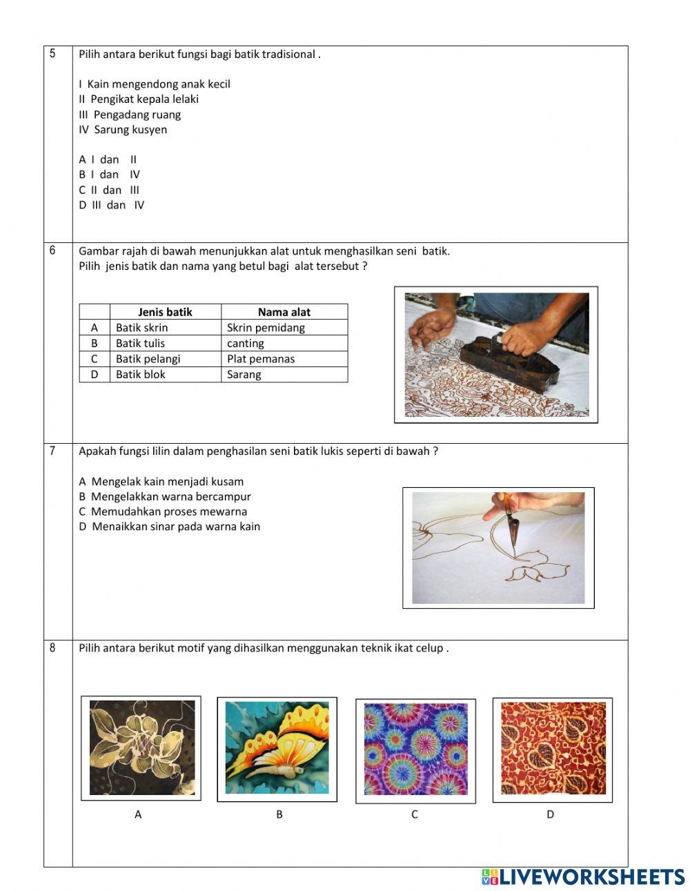 Tingkatan 5 Tajuk 6  :  Seni Batik
