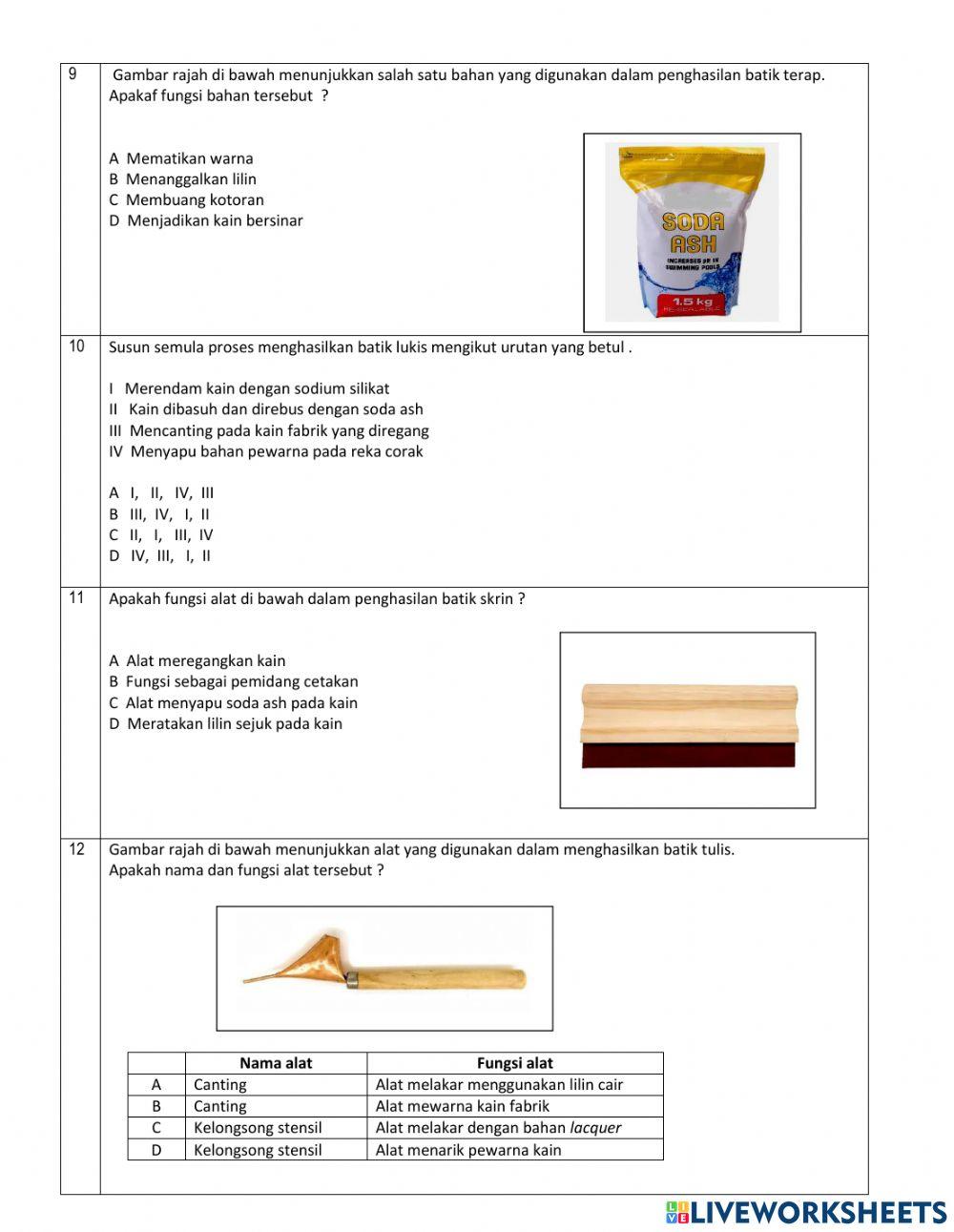 Tingkatan 5 Tajuk 6  :  Seni Batik