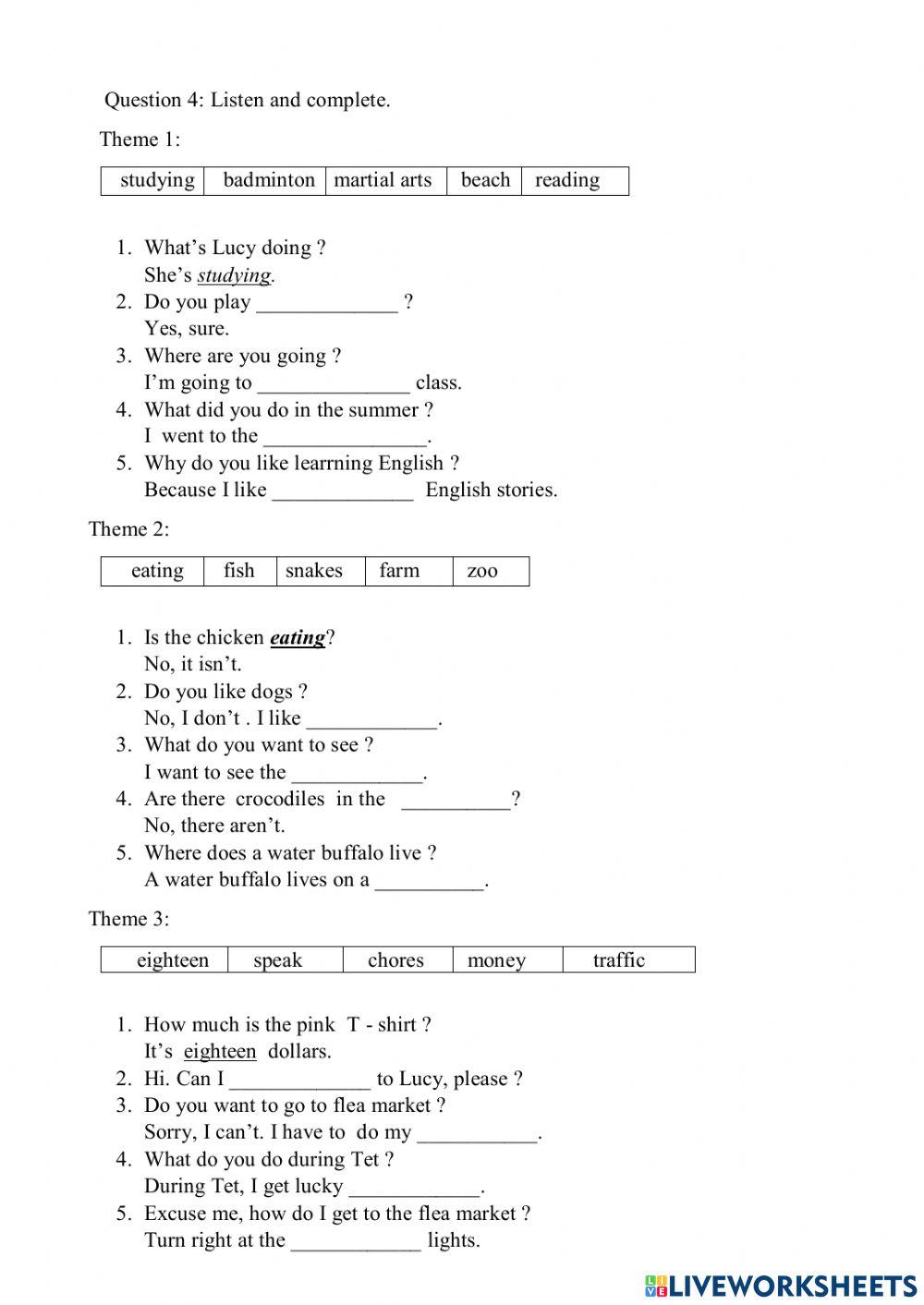 Review SMART START Grade 5 listen and complete