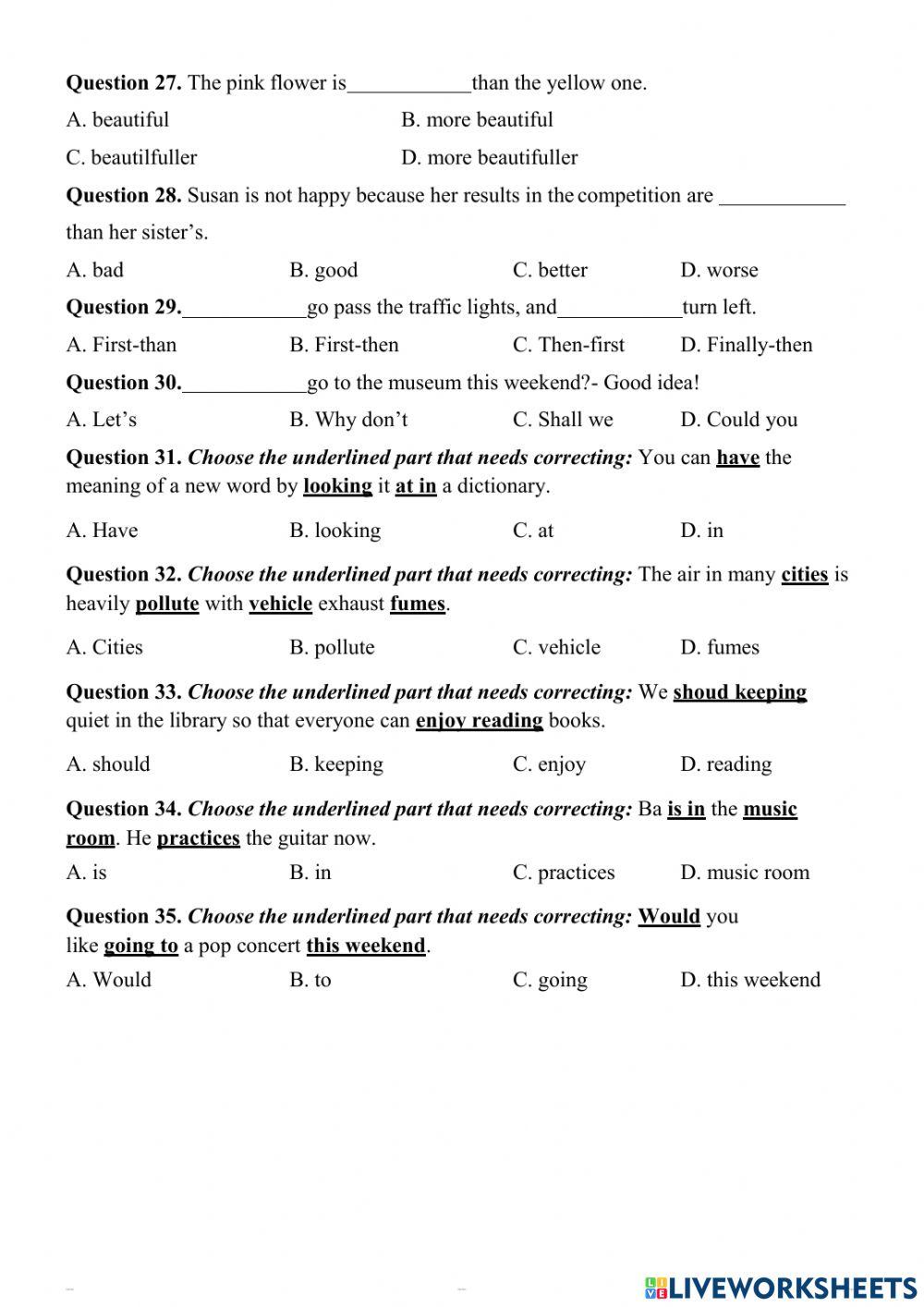 First Semester Test - Grade 6 - Sample 1