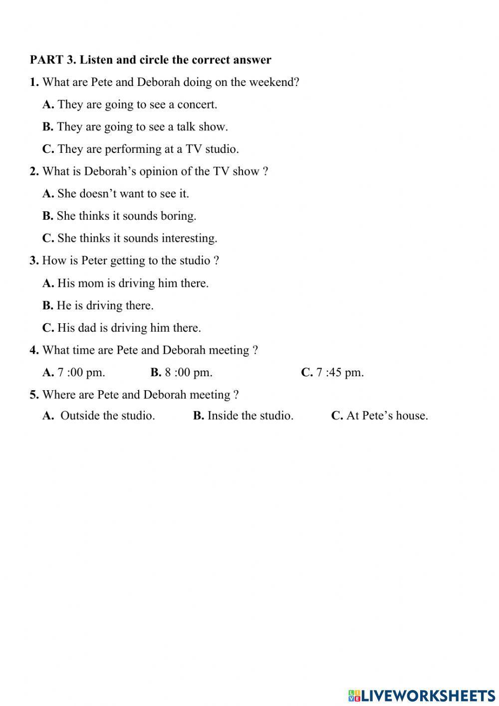 Mid-term test- Listening G7