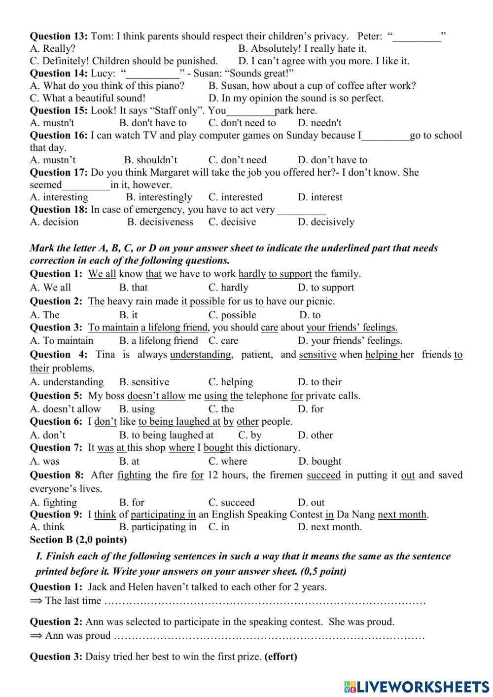 Ôn thi hk1 tiếng anh 11 tv,np,pa