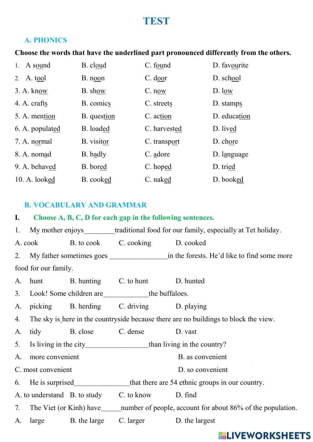 Đề số 1 - đề thi hk 1 - grade 8