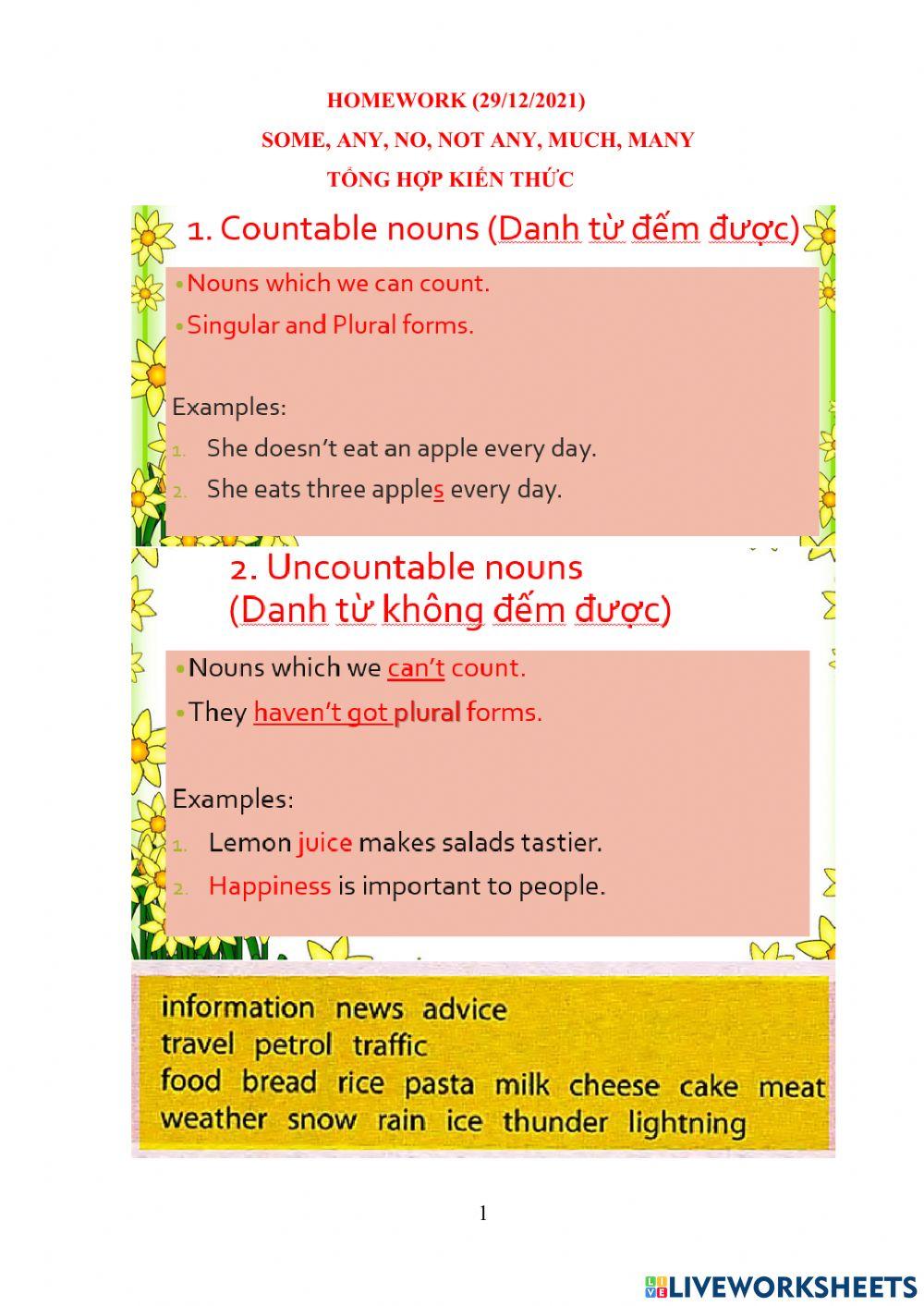 Some, any, no, not, any, much, many