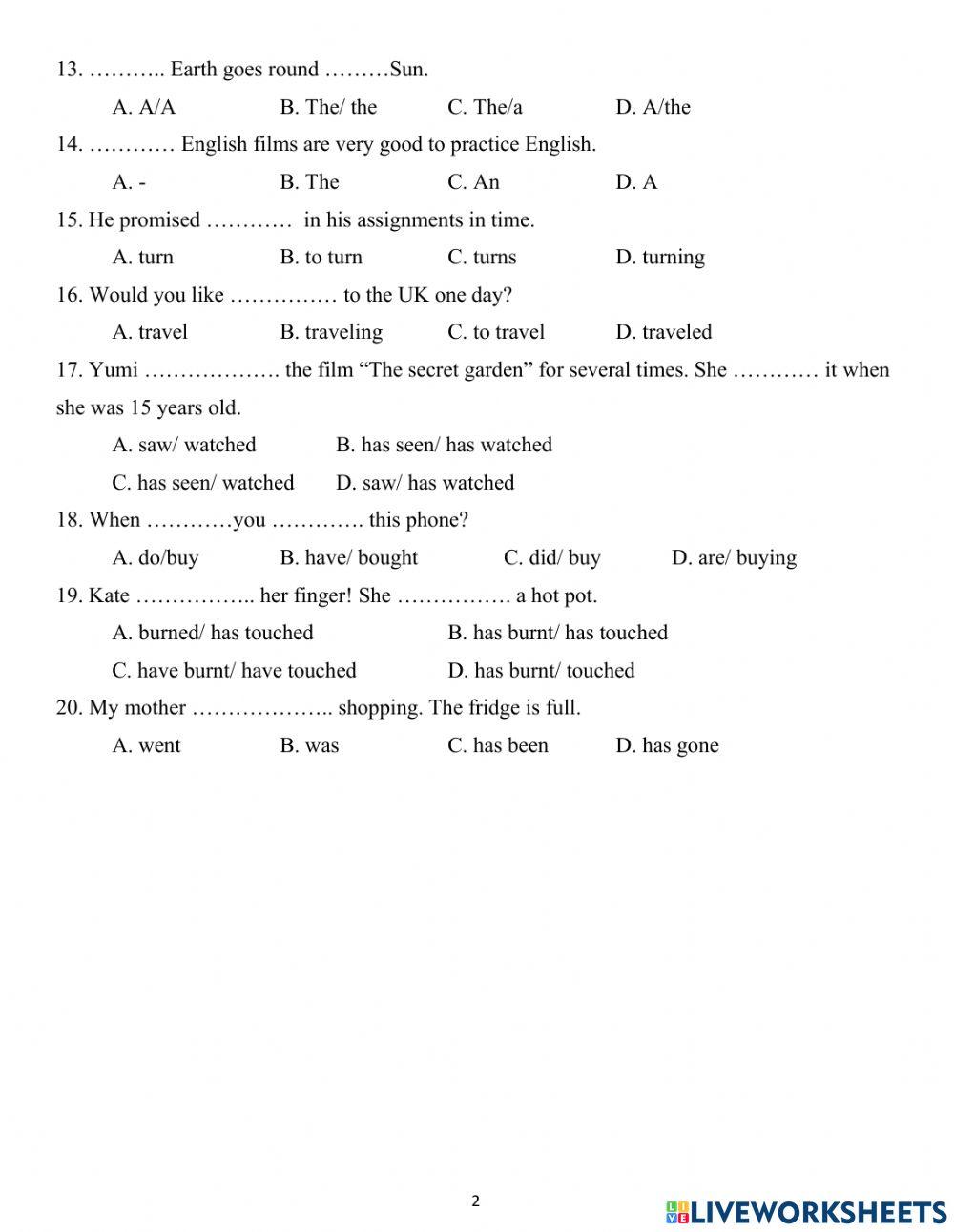English File Elementary File 12 Test 1