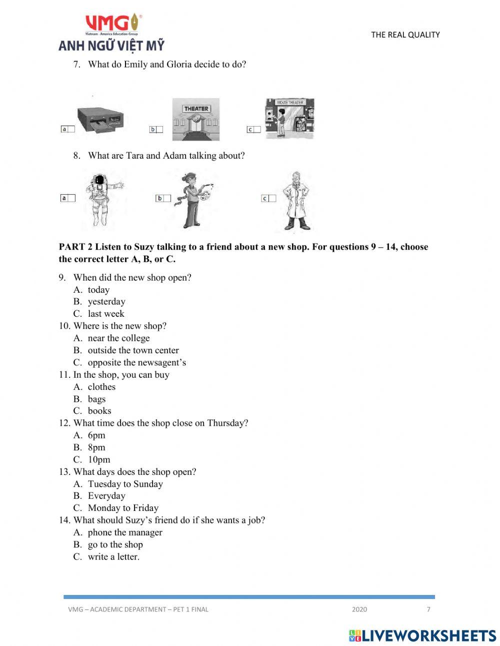 Final Pet 1 (Listening)