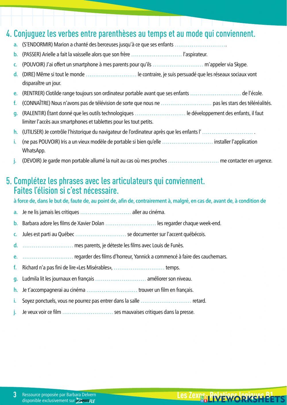 Test grammaire - relations logiques