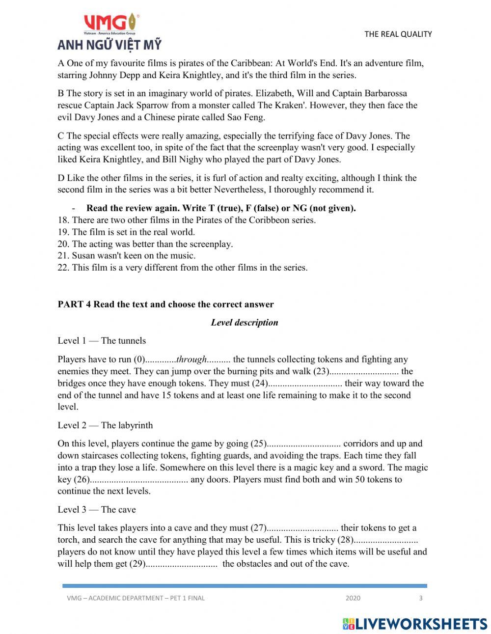 Final Pet 1 (Reading)