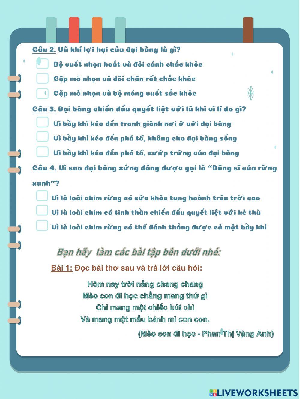 Phiếu bài tập cuối tuần (tuần 33)