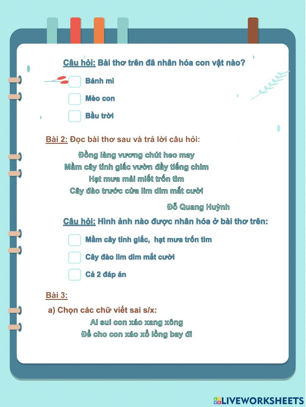 Phiếu bài tập cuối tuần (tuần 33)