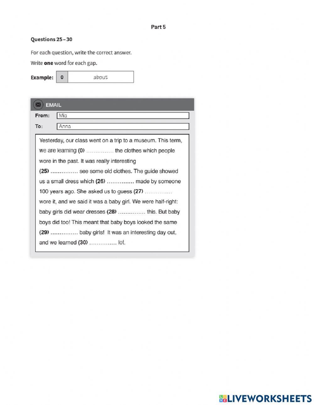 Pre 3 - reading and writing sample test 2