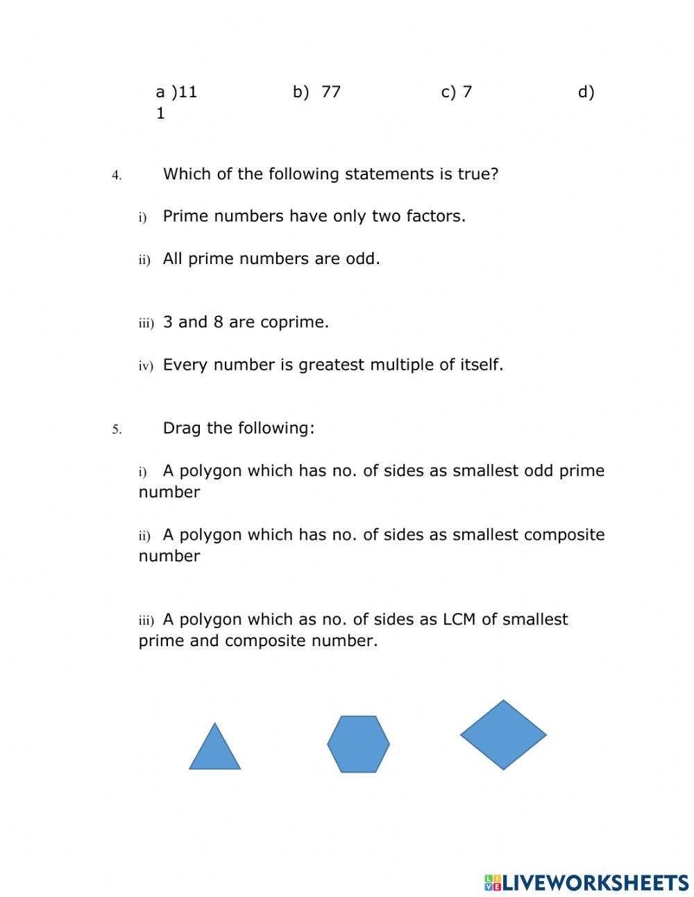 Worksheet (playing with numbers)