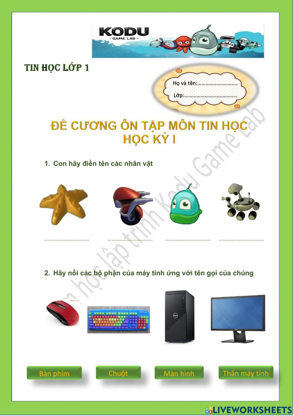 Tin học lớp 1-Bài 2: