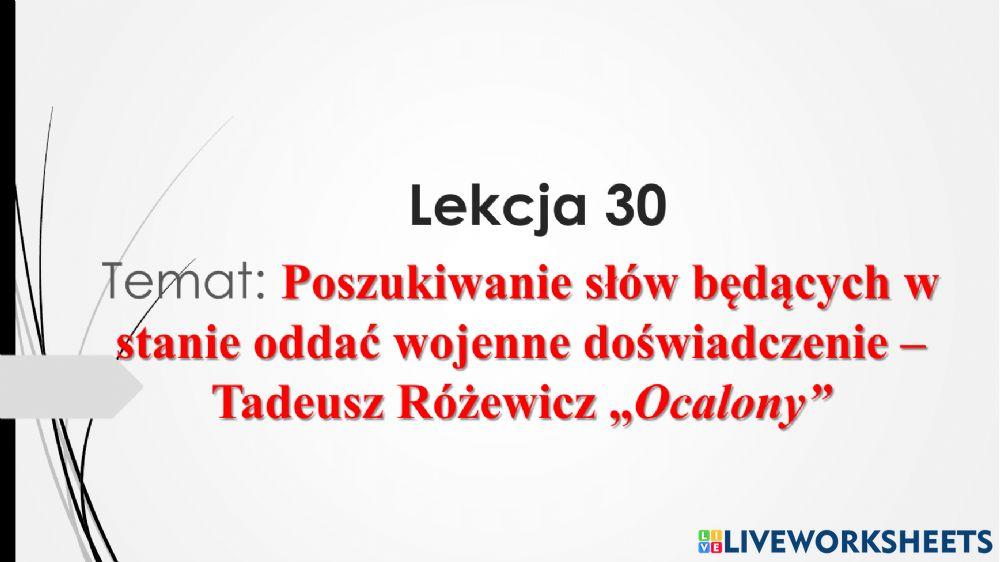 Tadeusz Różewicz -Ocalony-