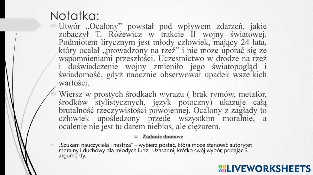 Tadeusz Różewicz -Ocalony-