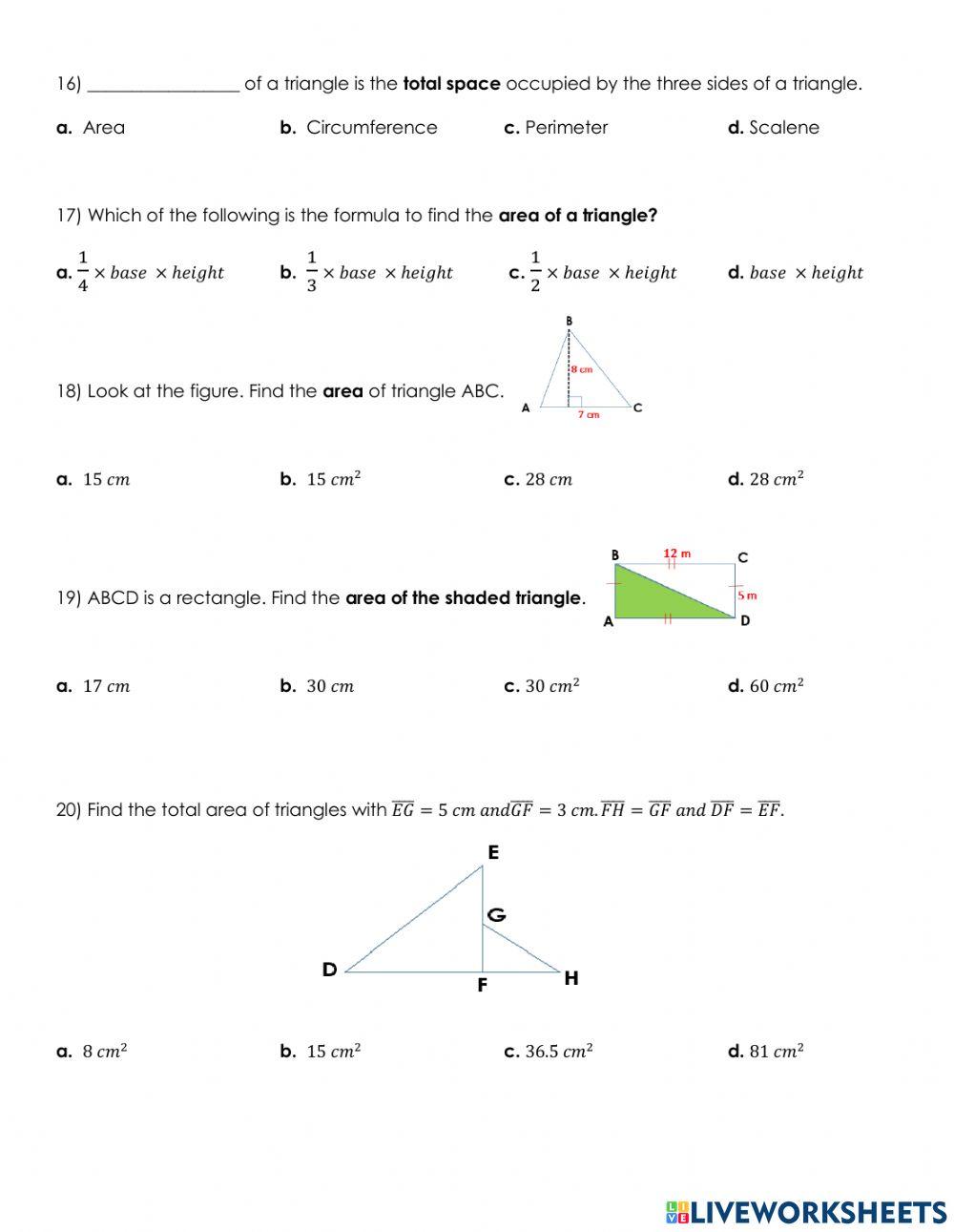 P6 Math Quiz - Triangles