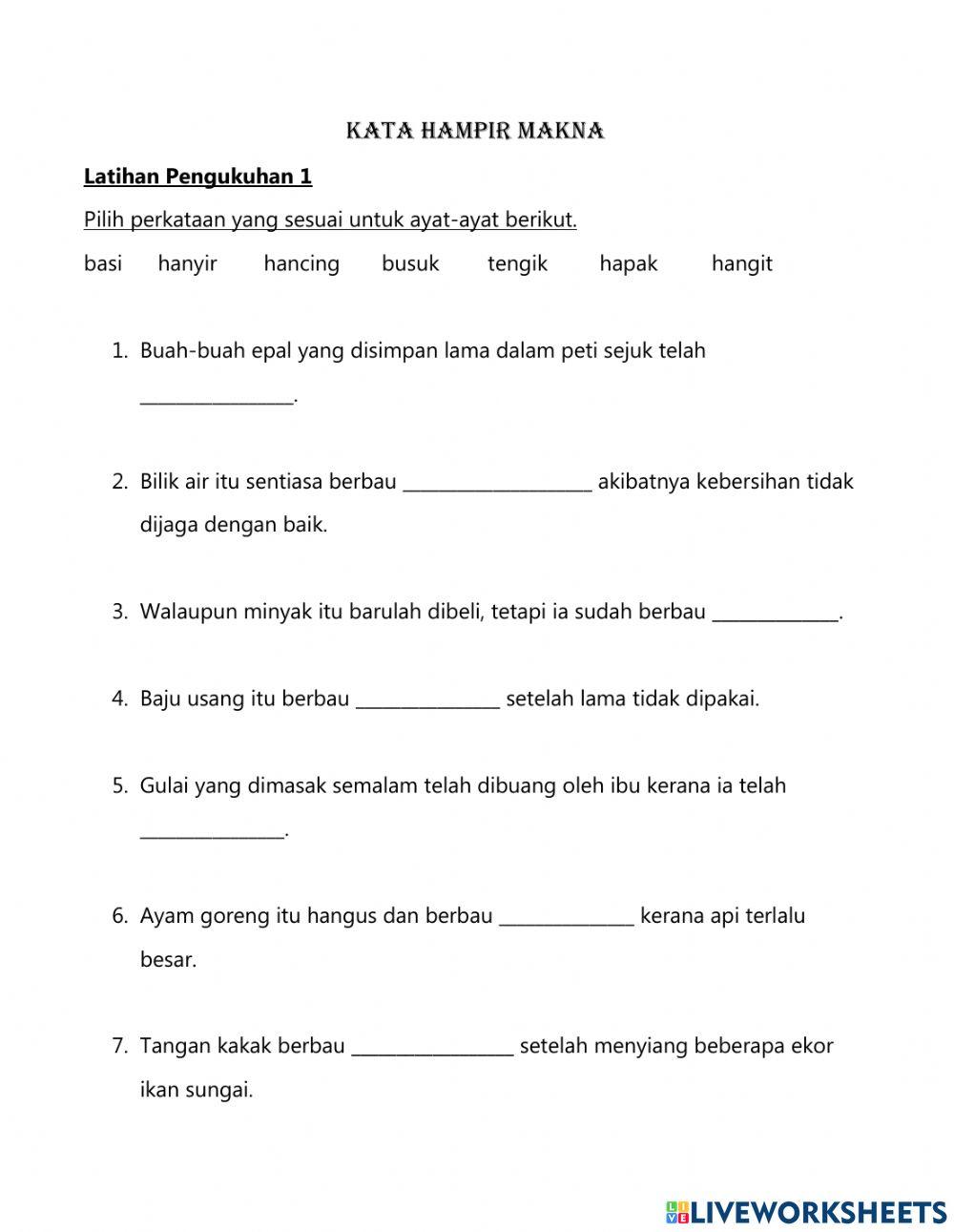 Latihan Kata Hampir Makna 1