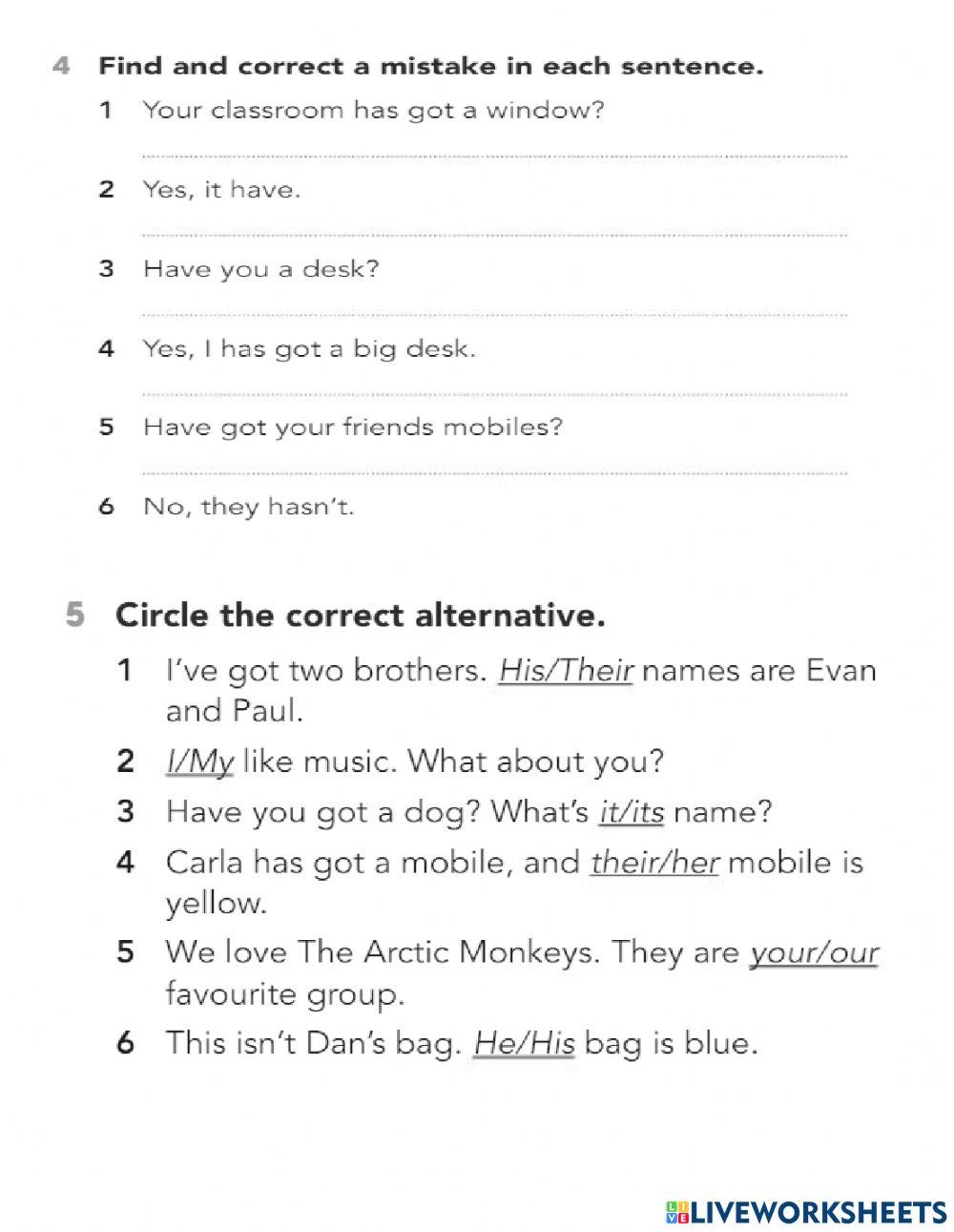 Tobe, have got- have got, posessive adj