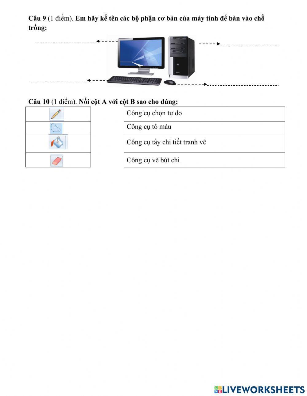 Đề kiêm tra HK1 Tin học