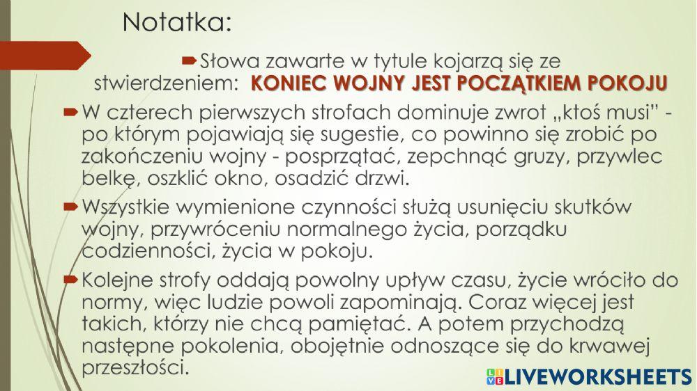 WISŁAWA Szymborska -Koniec i początek-