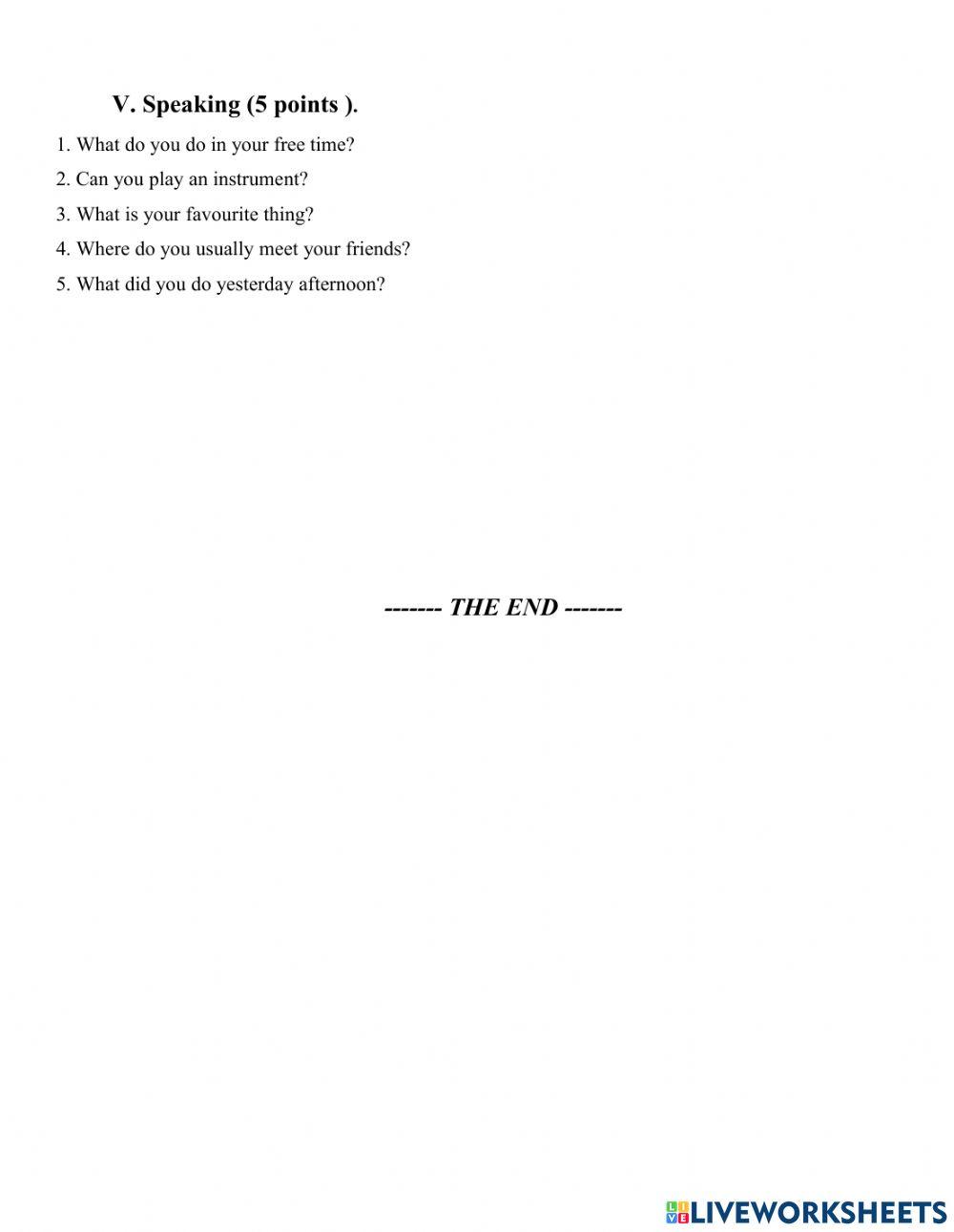 End-course test - Course 7 - Thien Long