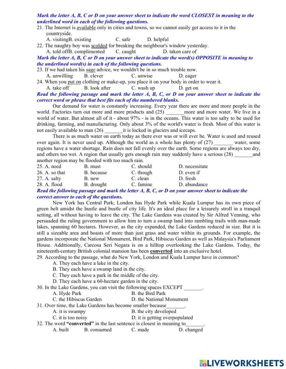 Ôn thi vào 10- đề 3 40tn- 20-21