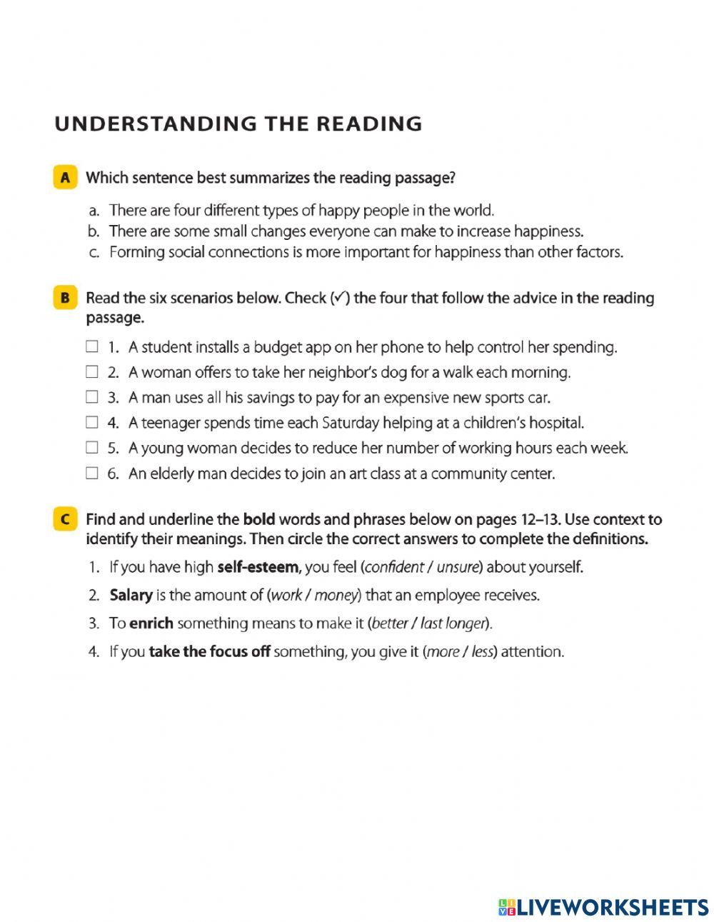 Unit 2 Reading 2 Online Exercise For Live Worksheets Unit 2 Reading 2 Online Exercise For Live Worksheets