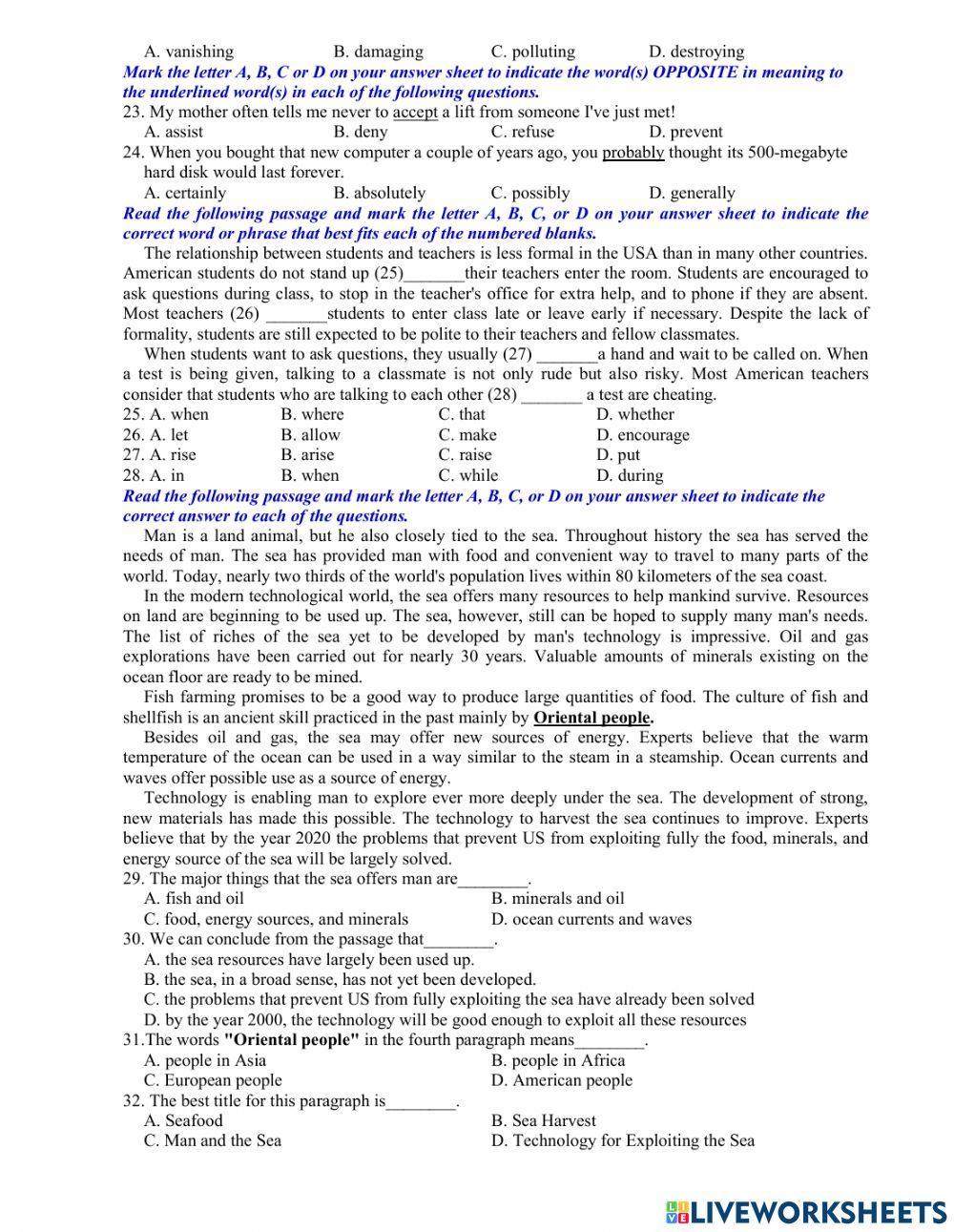 Ôn thi vào 10 - đề 4 - 40 tn 20-21
