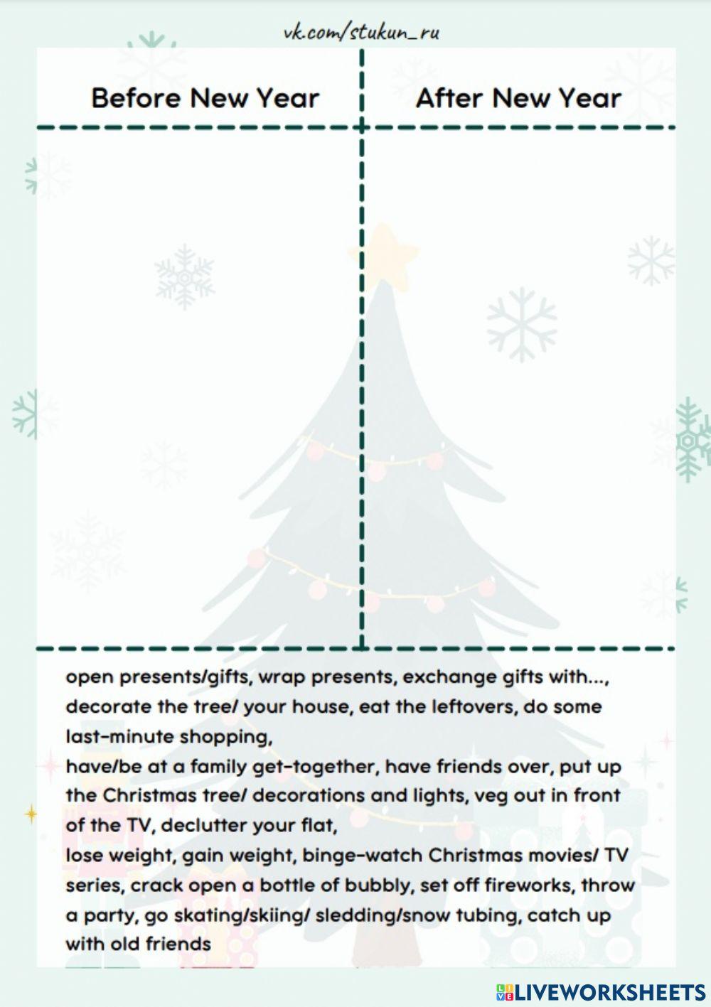 Before and after New Year activities