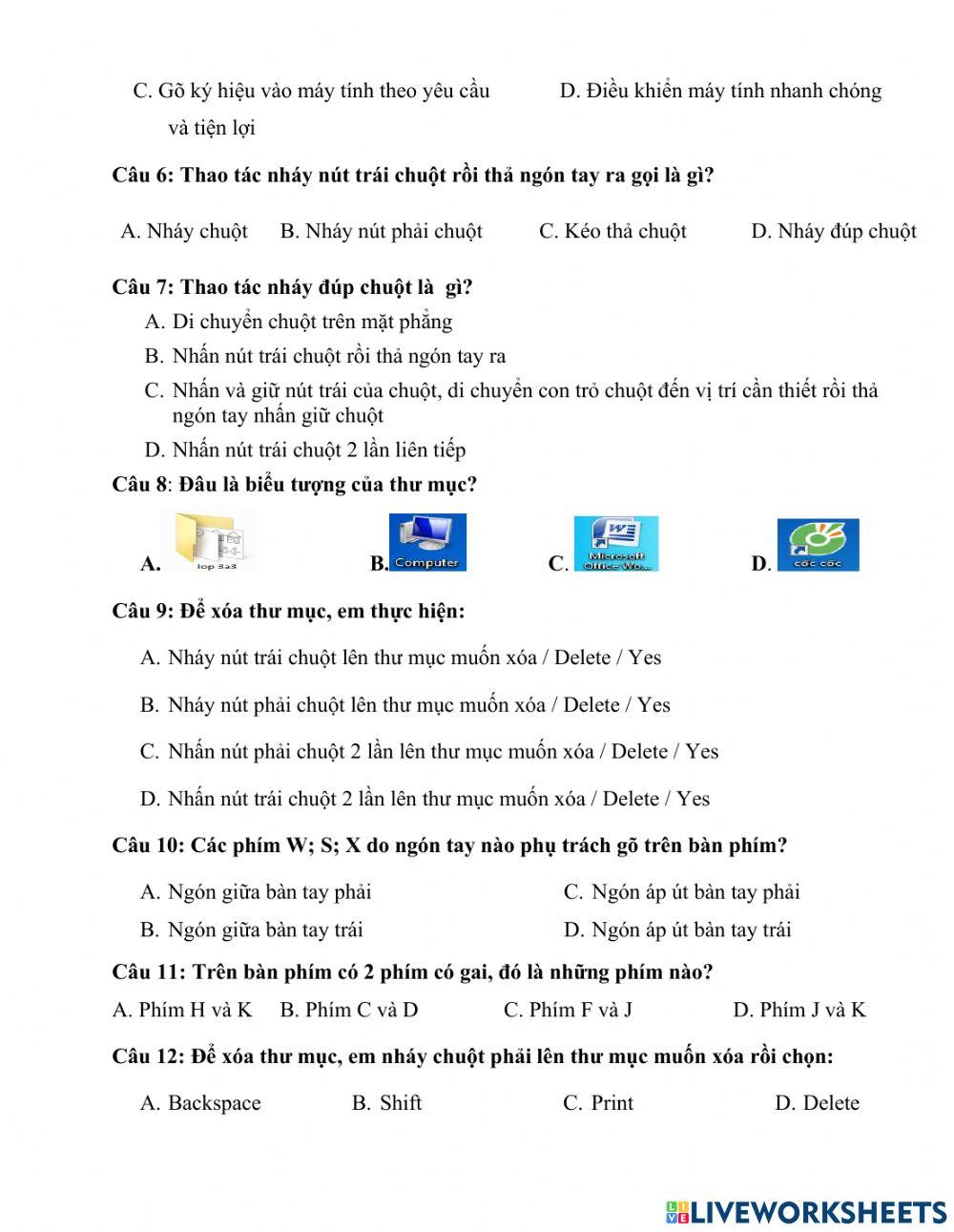 Đề ôn tập số 2 -tin học - khối 3