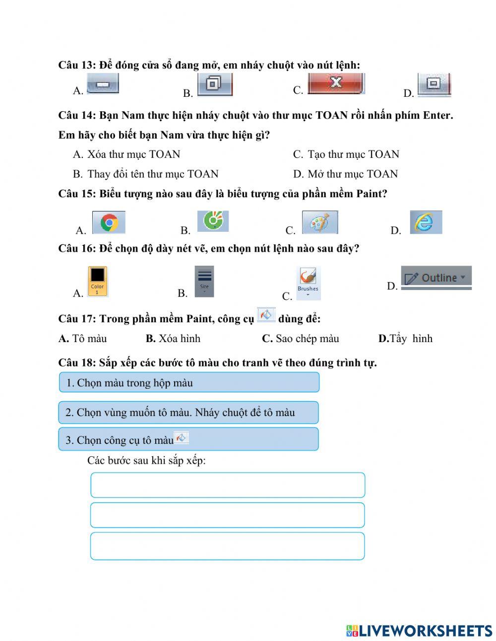 Đề ôn tập số 2 -tin học - khối 3