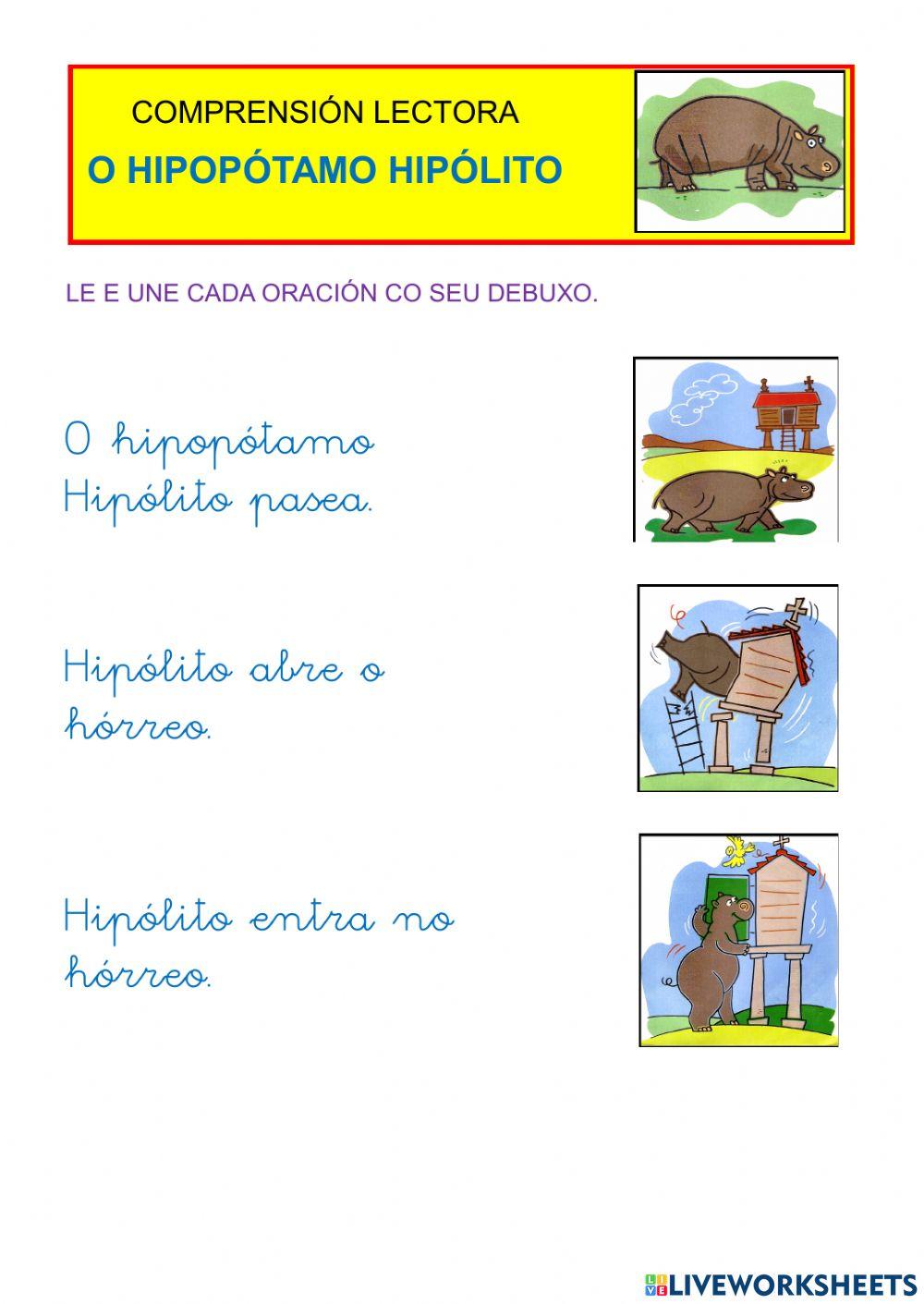 Comprensión lectora O HIPOPÓTAMO HIPÓLITO