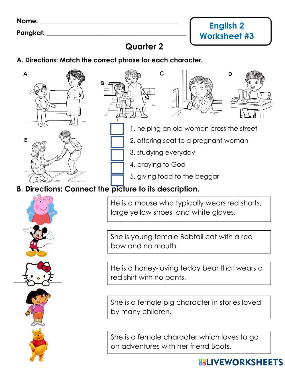 English - Use words and sentence to describe the character-illustration