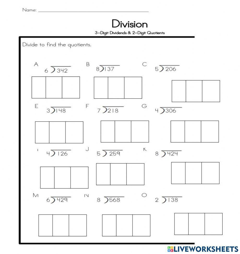 Box Method Division -1 worksheet | Live Worksheets box-method-division-1-worksheet-live-worksheets