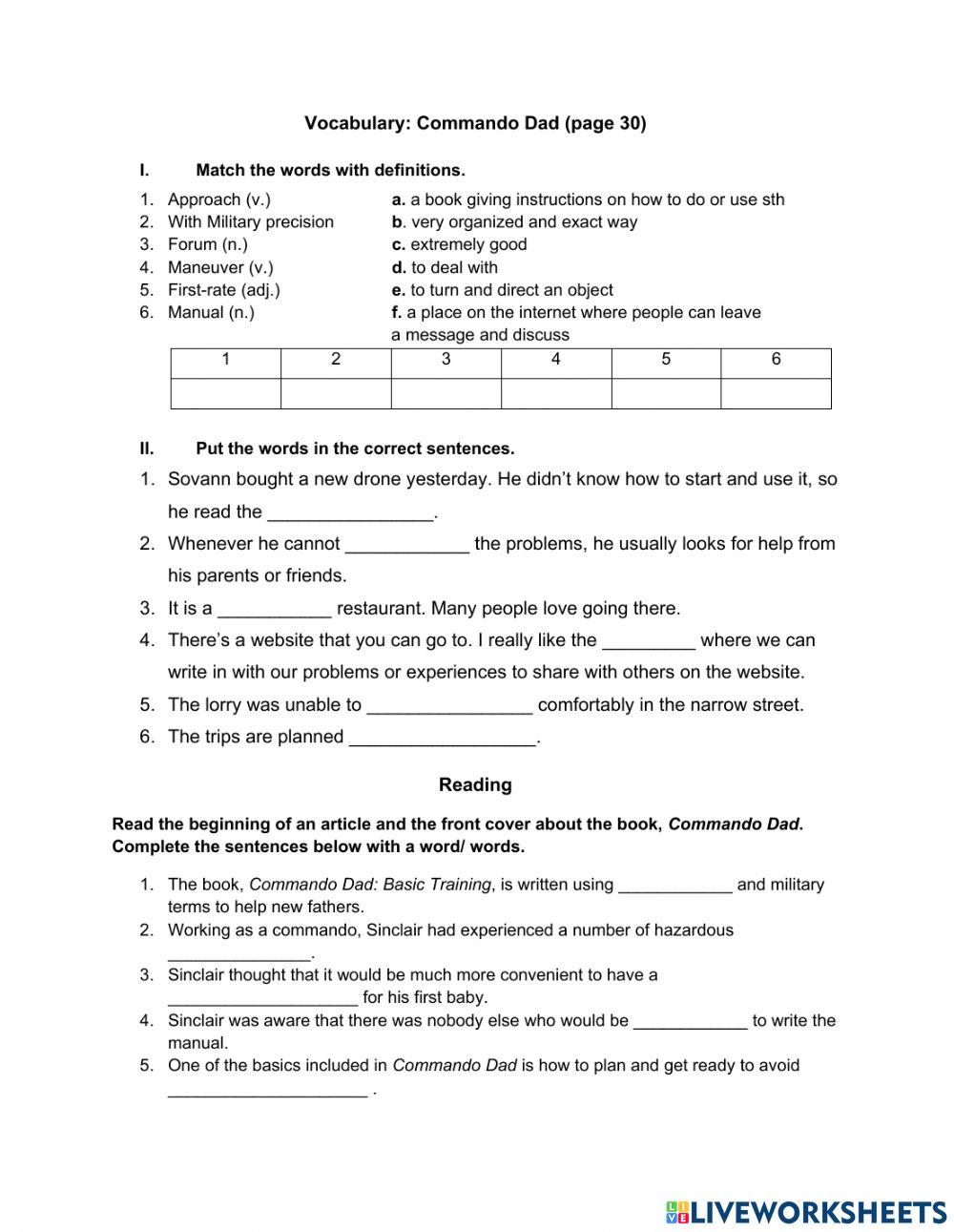 7A Commando Dad - Reading