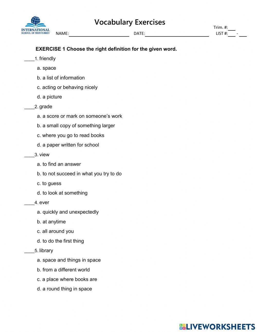 6-RC The Report Vocab Ex